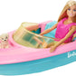 Coffret Barbie Poupée et Bateau Jouet avec Chiot et Accessoires