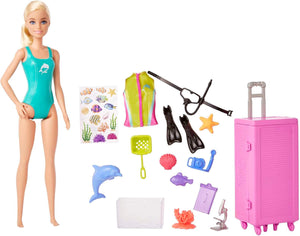 Poupée Barbie biologiste marine et accessoires Laboratoire mobile