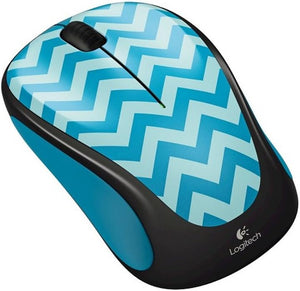 Souris optique sans fil Logitech M317, motif chevron turquoise