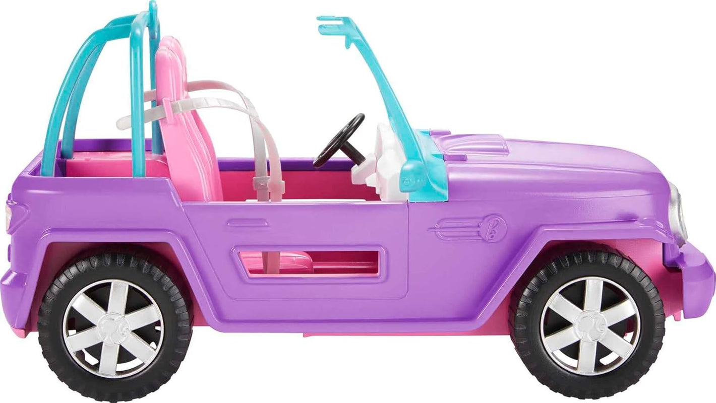 Barbie Toy Car, Purple Off-Road Vehicle with 2 Pink Seats and Treaded, Rolling