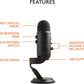 Microphone USB Logitech Blue Yeti pour PC et Mac : idéal pour le jeu, le streaming et les podcasts.