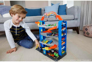 Hot Wheels City Stunt Garage Play Set | 4-Level Elevator Garage | Hot Wheels City Compatible | Ages 4–8