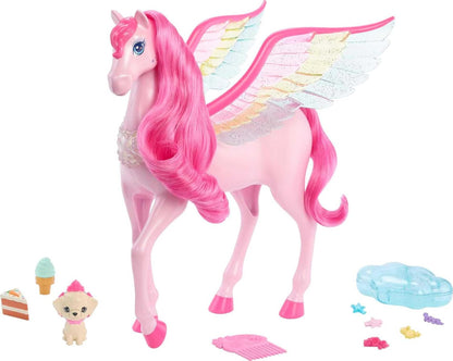 Barbie Une touche de magie Pégase rose avec chiot, jouets de cheval ailé