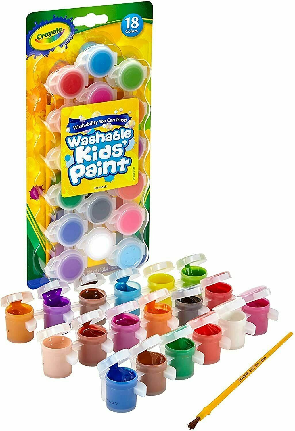 Crayola Washable Kid's Paint Pots 18 Colours image 0