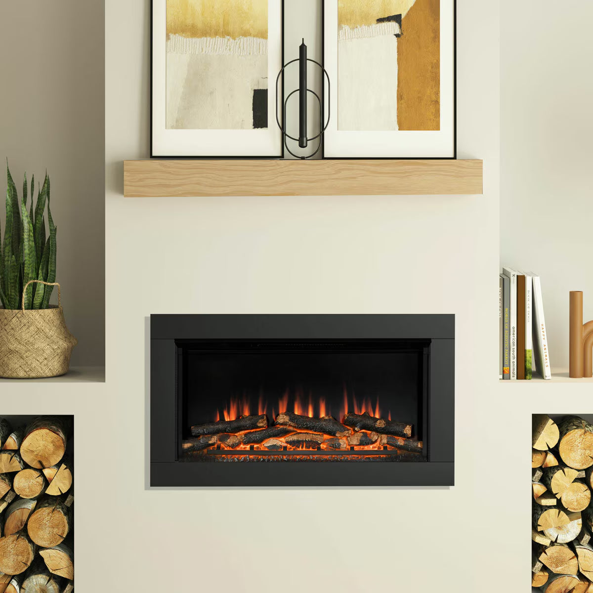 Flare Avella Wall Mounted Inset Electric Fire in Black, 2Kw