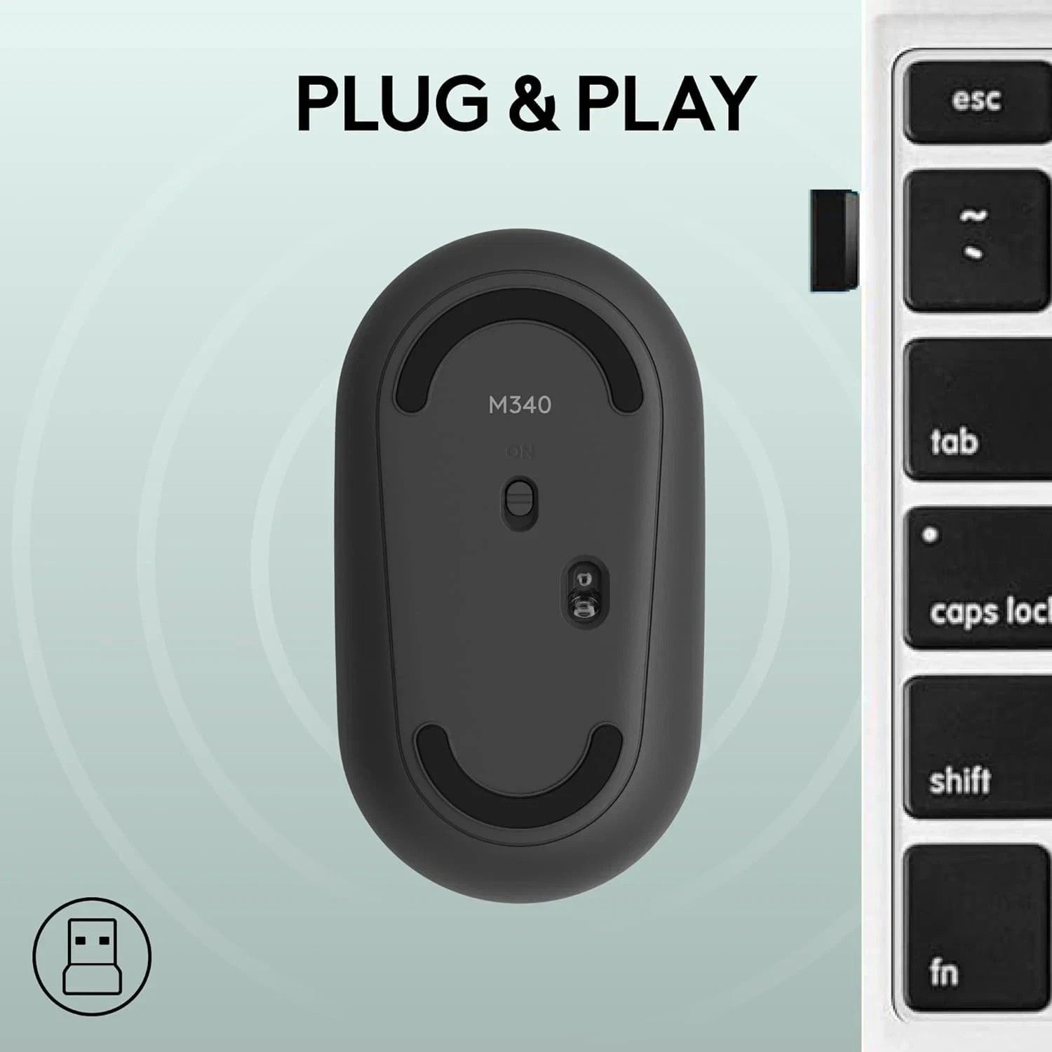 Logitech M340 Silent Wireless Mouse with Floral Leaves Design image 3