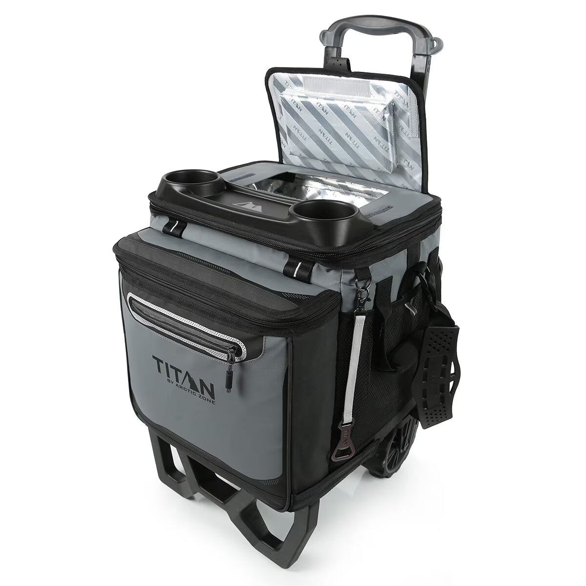 Titan 22.5 Litre (23.7 US Quart) 60 Can Cooler with All Terrain Cart in Grey