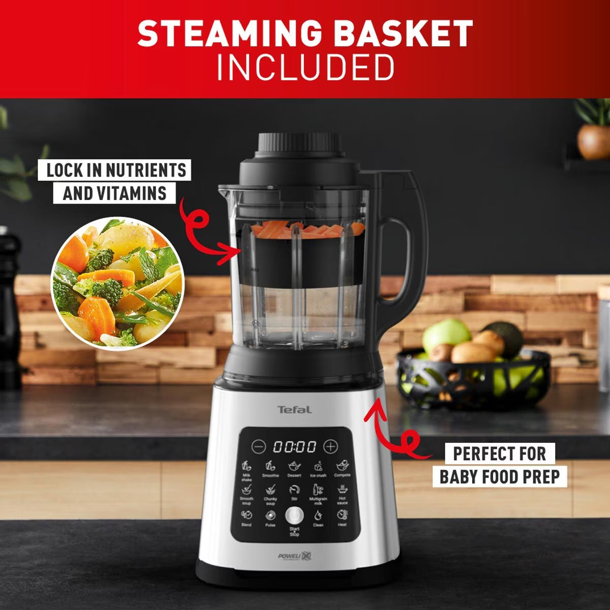 Tefal Perfectmix 2-In-1 Blender & Soup Maker with Removable Blades & Steaming Ba image 4