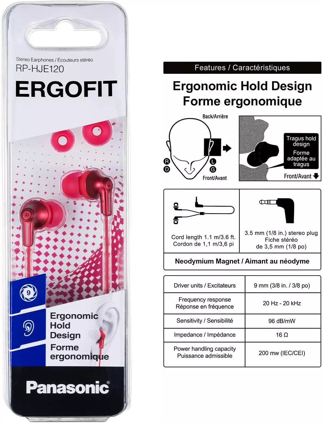 Panasonic ErgoFit In-Ear Earphones RP-HJE120 image 5