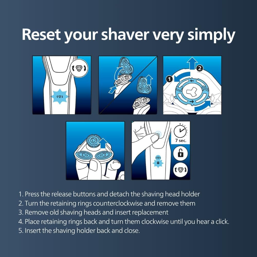 Skiniq Shaver Series 9000 Skiniq Replacement Shaving Head for Trimmer, Beard and Hair - Fits S9000 and Prestige S9000 (SH91/51) Chrome