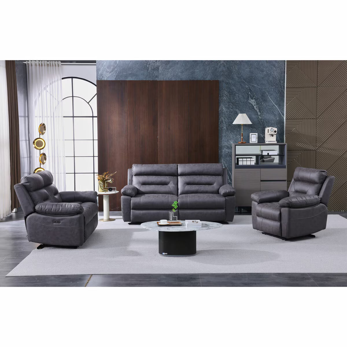 Lucca Grey Fabric Power Reclining Large 2 Seater Sofa