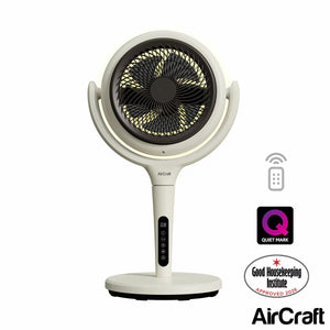 Aircraft LUME MIDI Ultra Quiet Air Circulator Table Fan with Remote & Dimmable Backlight in Stone White