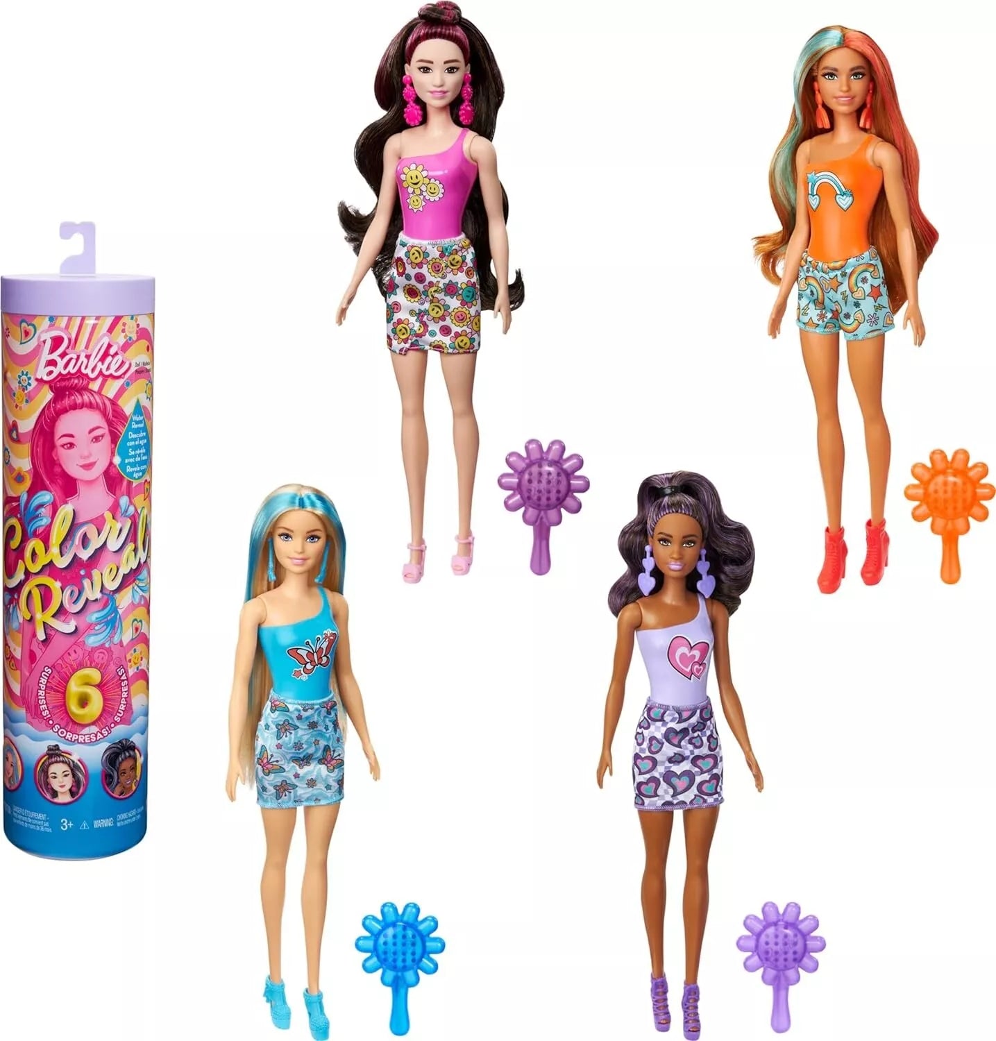 Barbie Color Reveal Rainbow-Inspired Series Doll & Accessories with 6 Surprises image 0