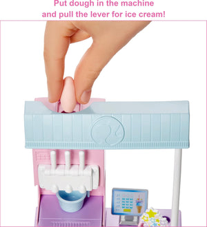 Coffret Barbie Carrières Boutique de Glaces avec poupée blonde et machine à glace