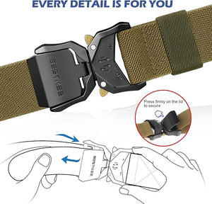 Ceinture tactique BESTKEE pour homme - Style militaire robuste avec poche MOLLE - Verte