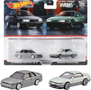 Hot Wheels Premium Pack de 2 Nissan Sentra SE-R/Nissan Silvia de 1991
