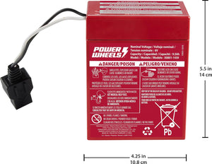 Batterie de remplacement rechargeable rouge 6 volts pour Power Wheels