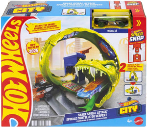 Circuit de jeu Hot Wheels Snake Petrol Gas Station avec voiture à l'échelle 1:64 – Édition 2025