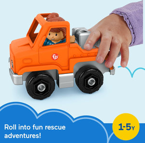 Fisher-Price Little People Help & Go Tow Truck | Push-Along | Movable Hook | Includes Figure | Ages 12m+