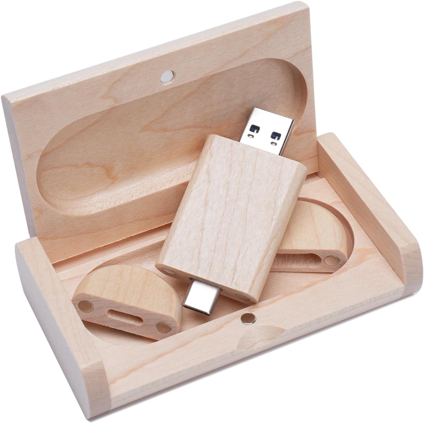 Wooden 2-in-1 USB Flash Drive | USB-A & USB-C | USB 3.0 | OTG Android Compatible