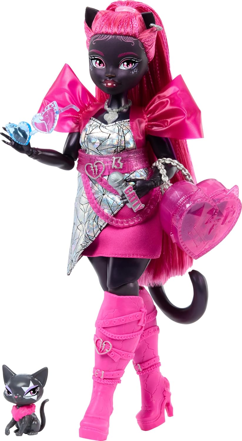 Poupée Monster High Catty Noir, femme-chat avec amulette pour chat et accessoires