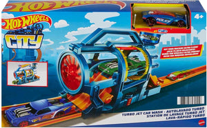Hot Wheels City Turbo Jet Car Wash Playset | Folds Out | Car Wash, Garage & Haunted House | Includes 1 Car
