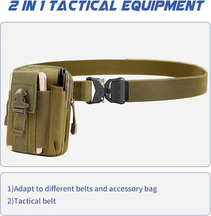 Ceinture tactique BESTKEE pour homme - Style militaire robuste avec poche MOLLE - Verte