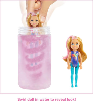 Poupée Barbie Chelsea Color Reveal avec 6 surprises, série Party GTT26