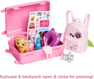 Barbie Doll with 'Malibu' Travel Set, Puppy and more
