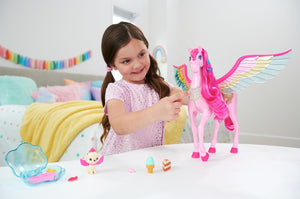 Barbie Une touche de magie Pégase rose avec chiot, jouets de cheval ailé