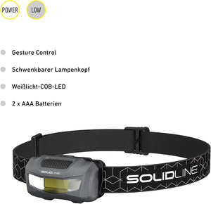 Lampe frontale LED SOLIDLINE SH1 de Ledlenser 110 lumens pour camping, randonnée et travail