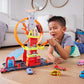 Circuit de voitures miniatures Hot Wheels City, caserne de pompiers Super Loop et camion de pompiers