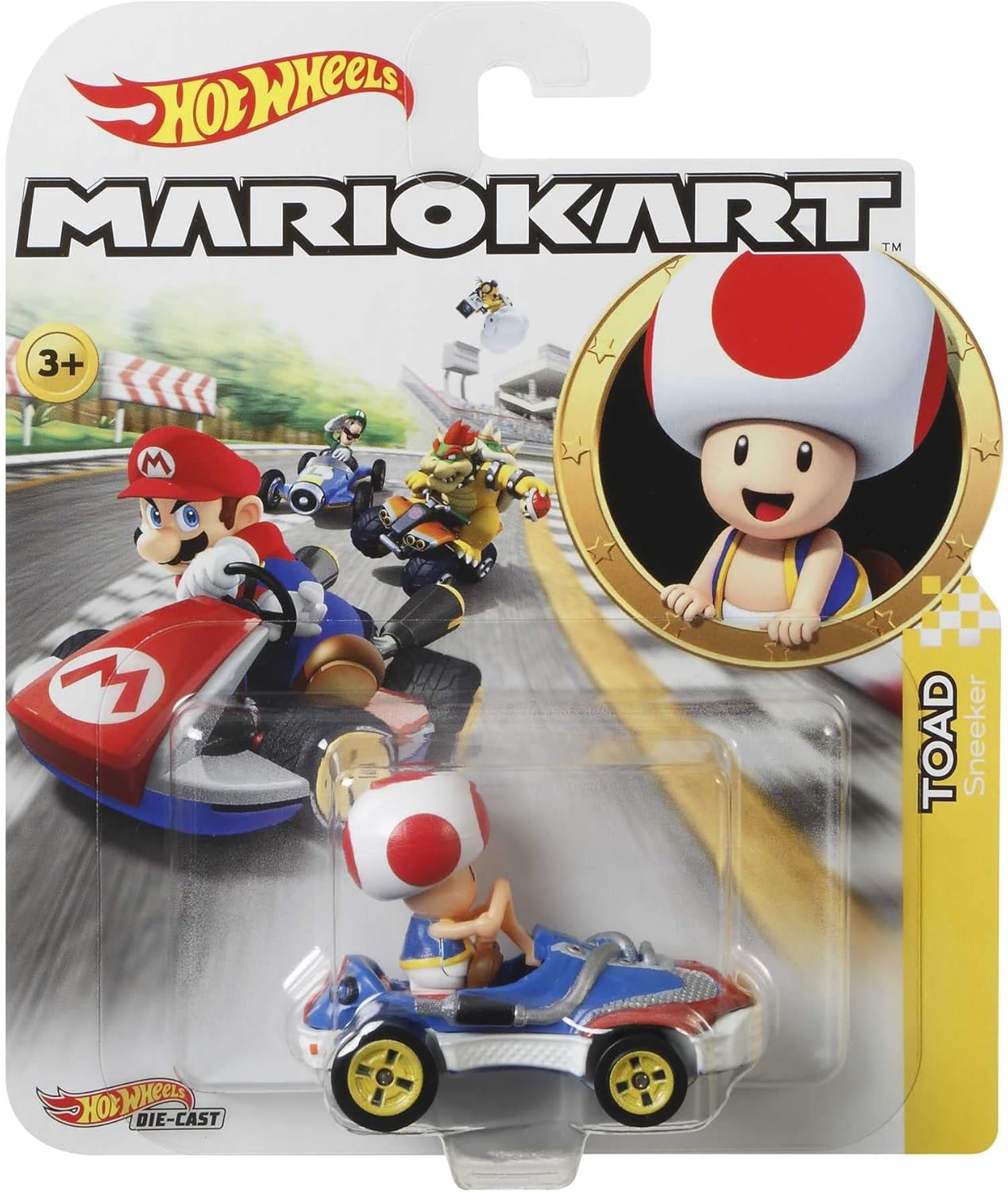 Hot Wheels Mario Kart Toad Sneeker | 1:64 Scale Die-Cast | Hot Wheels Track Compatible | Ages 3+