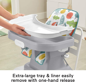 Chaise haute Fisher-Price Space Saver Simple Clean avec plateau profond enveloppant