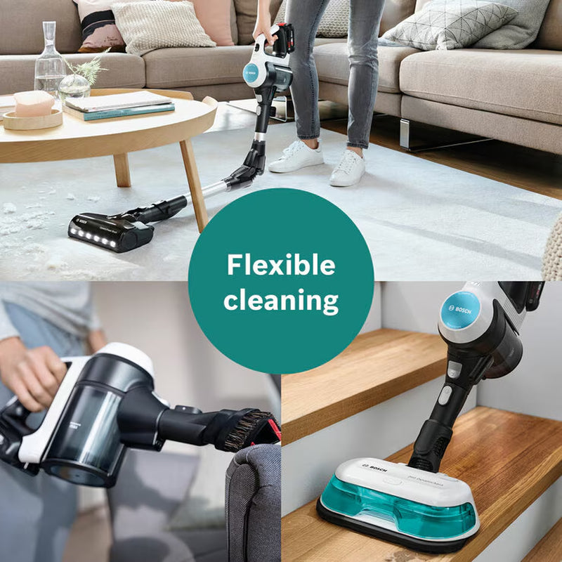 Bosch CS71HYGGB Unlimited 7 Aqua Cordless Vacuum Cleaner & Mop in White & Turquoise