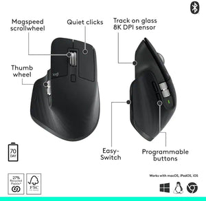 Logitech MX Master 3S Mouse 8K DPI Quiet Click Black image 0