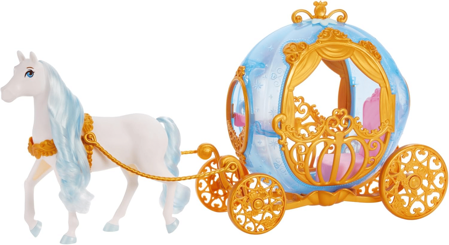 Disney Princess Cinderella Rolling Gold Carriage & Horse image 0