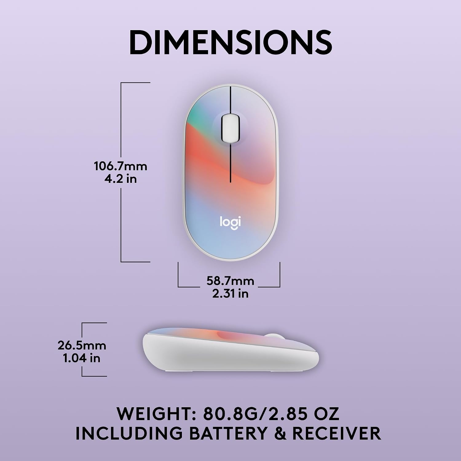 M340 Wireless Mouse with Limited Edition Prints, USB Receiver and Silent Clicks, Portable Wireless Mouse for Laptop, PC, Windows, Chrome, Surface, Sheer Dream - Optical - Wireless - 32.81 Ft