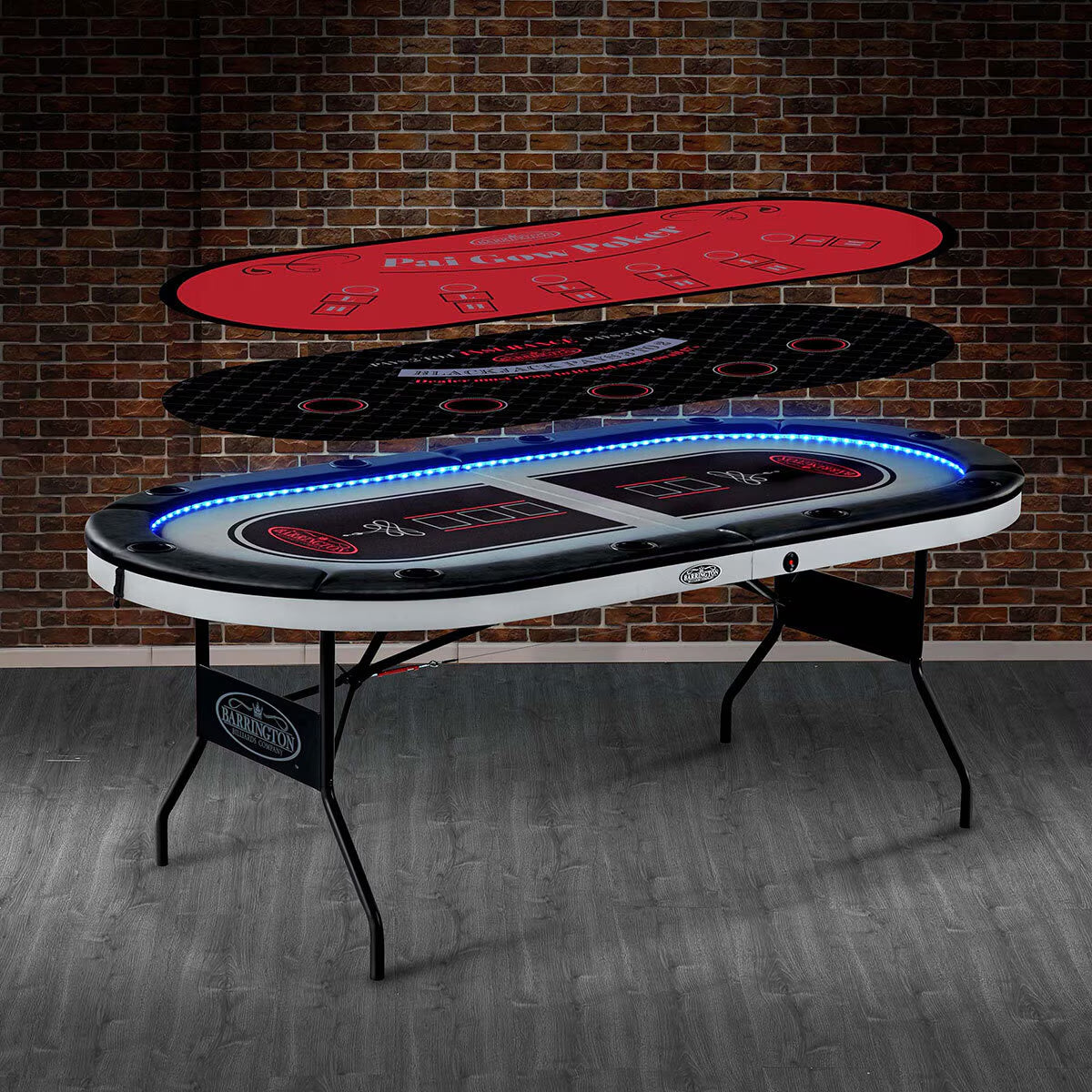 Barrington 10-Player Poker Table with LED Lights