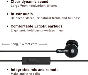 Panasonic Earphones with Microphone Black image 1