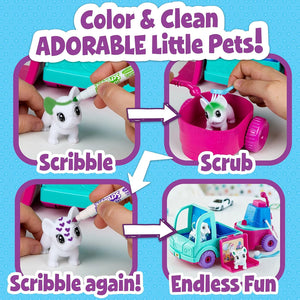 Scribble Scrubbie Pets Grooming Truck, Toy Pet Playset, Gift for Kids, Age 3, 4, 5, 6