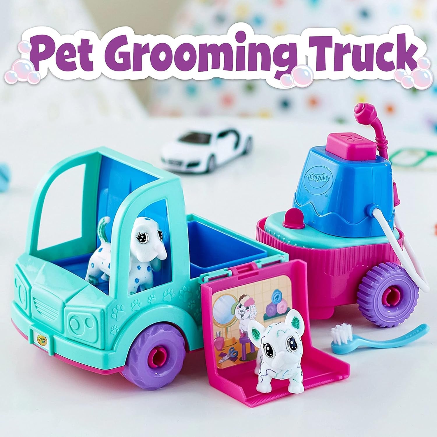 Scribble Scrubbie Pets Grooming Truck, Toy Pet Playset, Gift for Kids, Age 3, 4, 5, 6