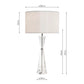 Lampe de table en cristal Risha avec abat-jour en imitation soie ivoire