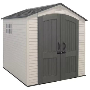 Lifetime 7ft x 7ft Outdoor Storage Shed Model 60042 | 7.18m³ | UV Protected | Lockable Doors | Ivory