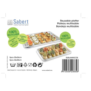 Sabert Plateaux rectangulaires réutilisables assortis, lot de 10 pour les fêtes et les traiteurs