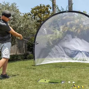 SKLZ Golf Home Driving Range Kit | 7ft Practice Net | Launch Pad | 12 Impact Balls | Garden & Garage