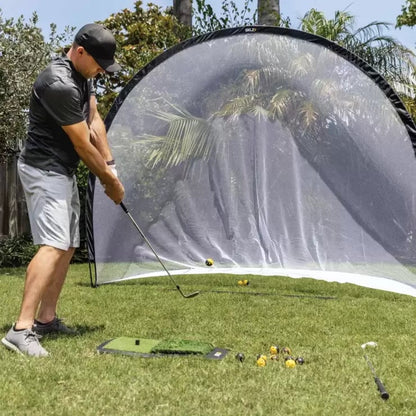 SKLZ Golf Home Driving Range Kit | 7ft Practice Net | Launch Pad | 12 Impact Balls | Garden & Garage