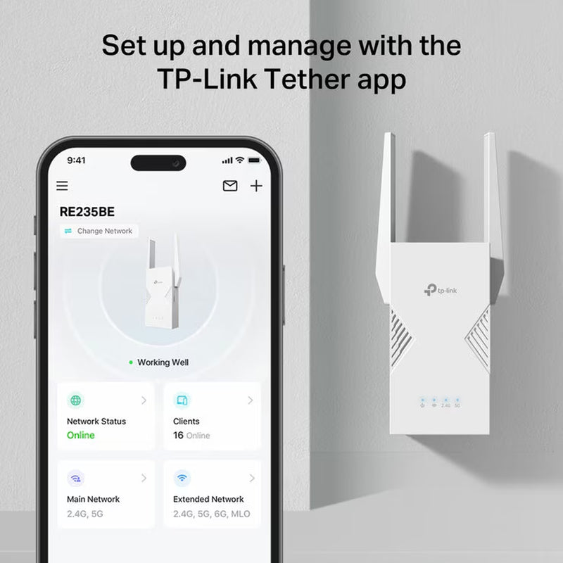 Tp-Link RE235BE Dual-Band Wifi 7 Range Extender, BE3600