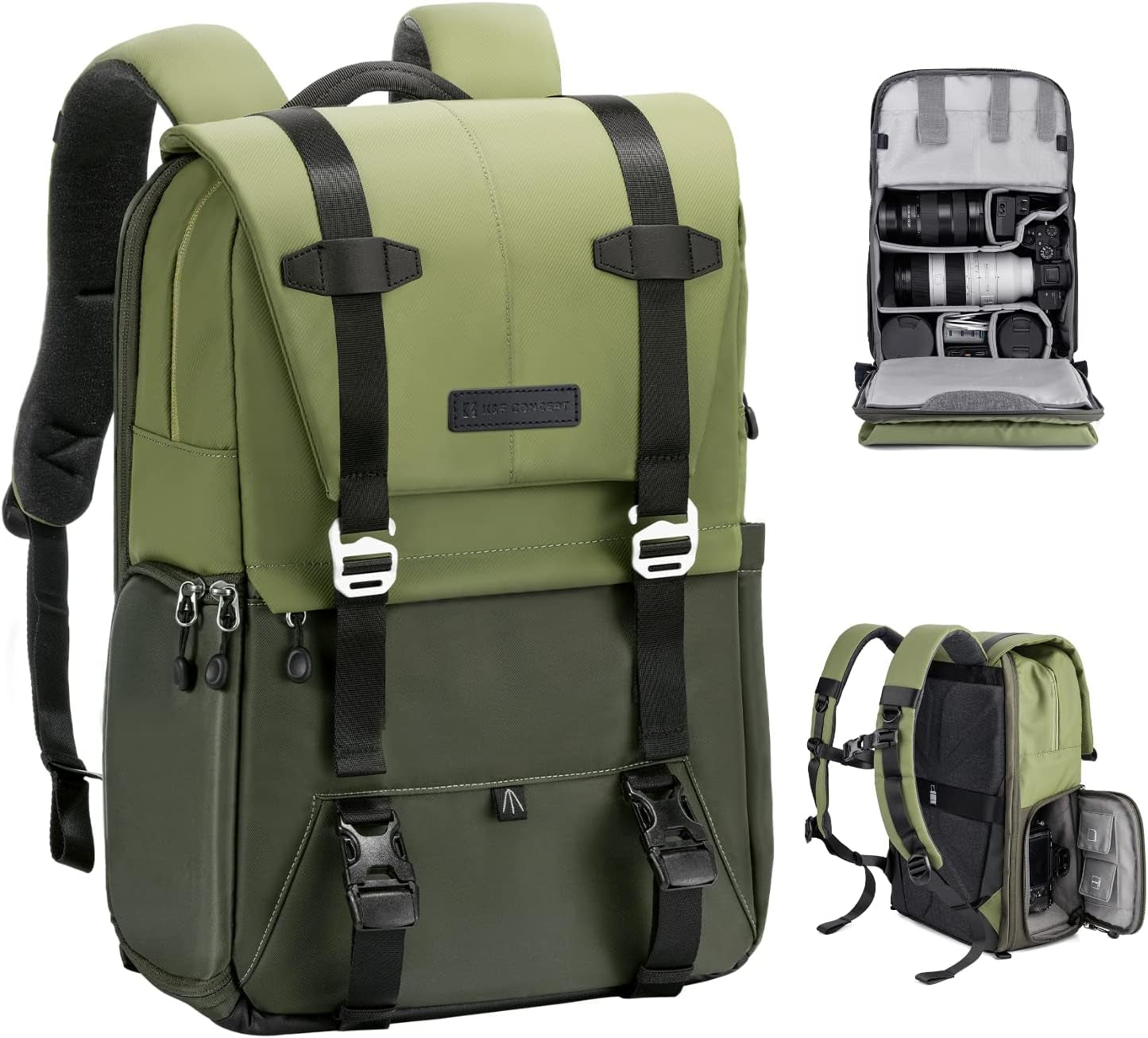 20L Camera Backpack, Camera Bags for Photographers Large Capacity Camera Case with Raincover 15.6 Inch Laptop Compartment Photography Backpack