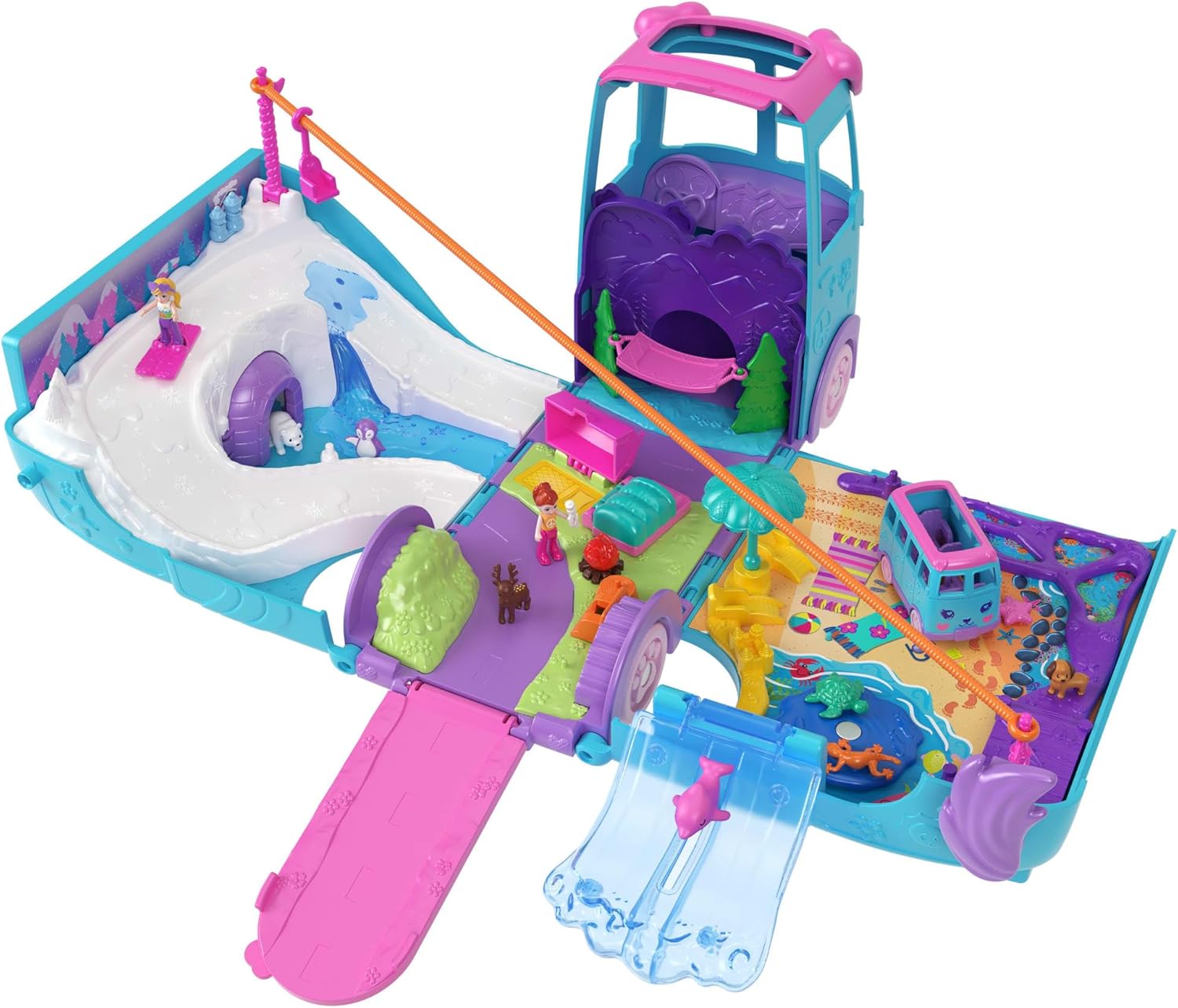 Polly Pocket Pet Mobile Adventure Playset with Micro Dolls & Transforming Camper image 4